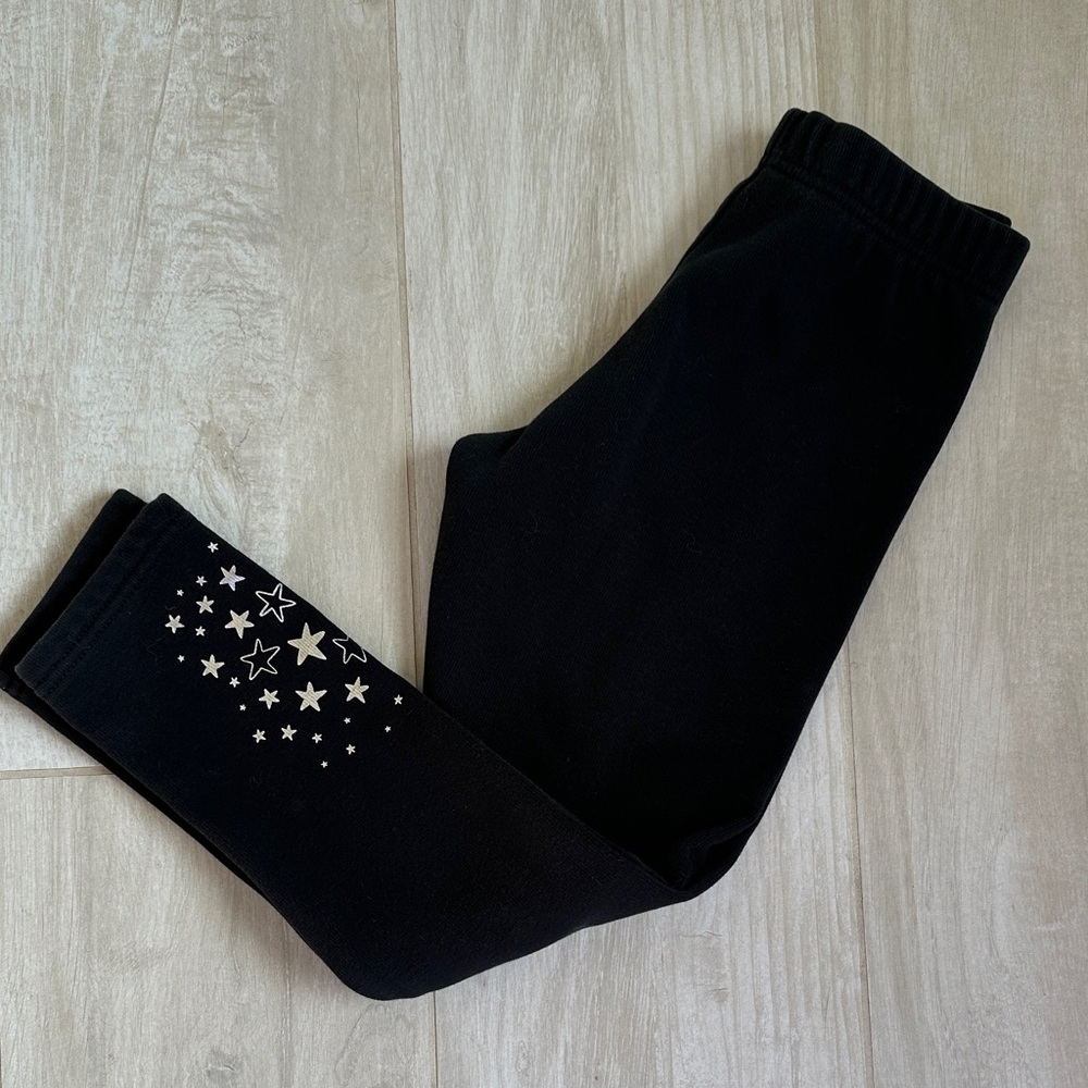 Carter's Cozy Fleece Lined Black Star Leggings for Kids